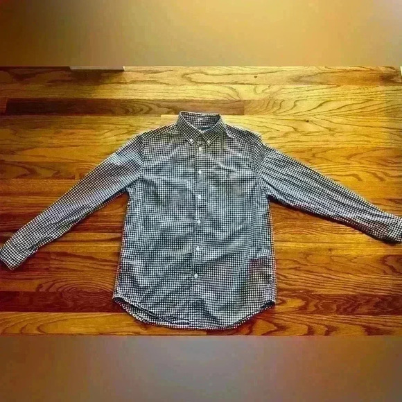 RALPH LAUREN - BOYS BUTTON DOWN. LARGE/14-16. Navy and White Plaid - Picture 1 of 10
